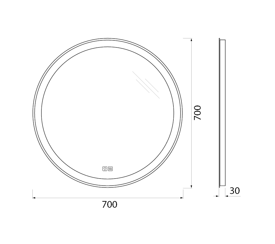 Зеркало для ванной комнаты BelBagno SPC-RNG-700-LED-TCH-WARM схема 2