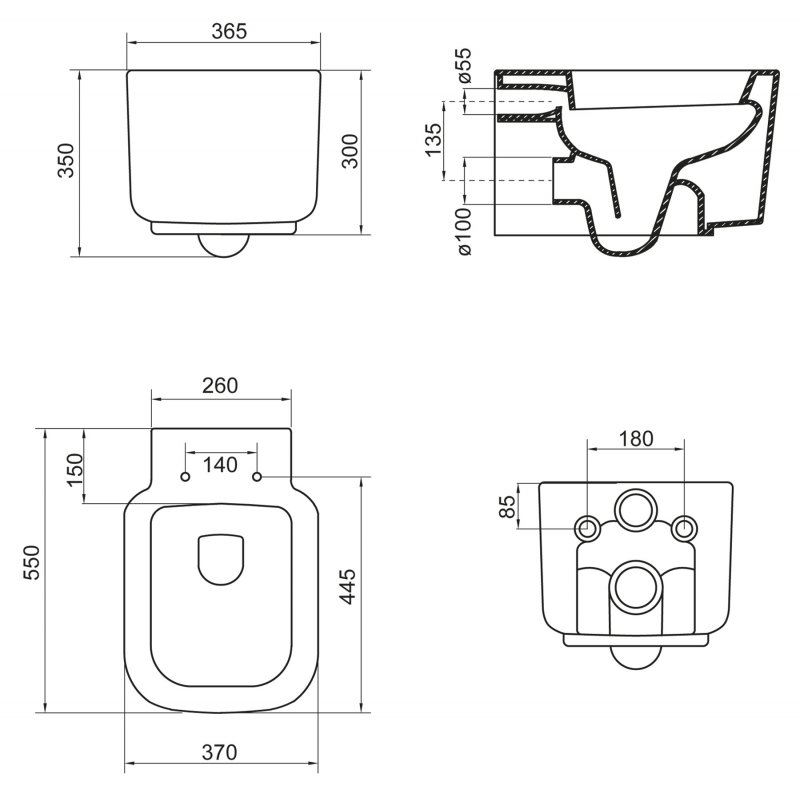 Безободковый унитаз BelBagno Vaso (Васо) BB127CH схема 2