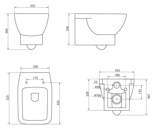 Безободковый унитаз BelBagno Lago (Лаго) BB128CH схема 3