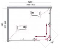 Душевой уголок Belbagno Uno-195 AH с раздвижными дверями схема 2