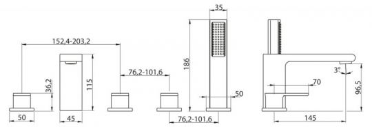 Смеситель на борт ванны BelBagno Terra TER-VI5-CRM ФОТО