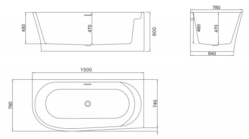 Акриловая угловая ванна Belbagno BB410 схема 6