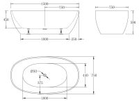 Ванна Belbagno BB81 150x75 схема 2