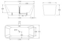 Отдельностоящая ванна Belbagno BB60 схема 2