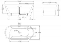 Акриловая ванна без экрана Belbagno BB71 160x75 схема 2