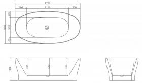 Ванна из литого акрила Belbagno BB403 170х85 см ФОТО