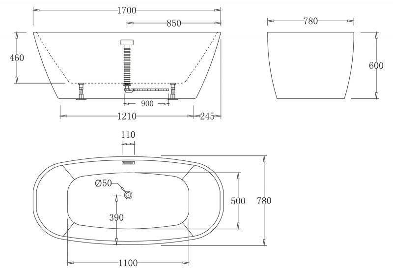 Акриловая ванна Belbagno BB72 170x78 ФОТО