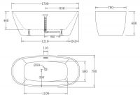 Акриловая ванна Belbagno BB72 170x78 схема 2