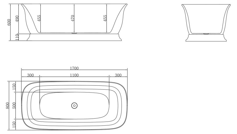 Акриловая ванна Belbagno BB400 150х80 или 170х80 схема 4