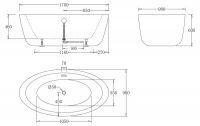 Ванна Belbagno BB67 170x90 схема 2