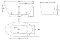 Ванна Belbagno BB68 180x90 схема 2