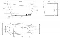 Ванна Belbagno BB63 180x87 схема 2