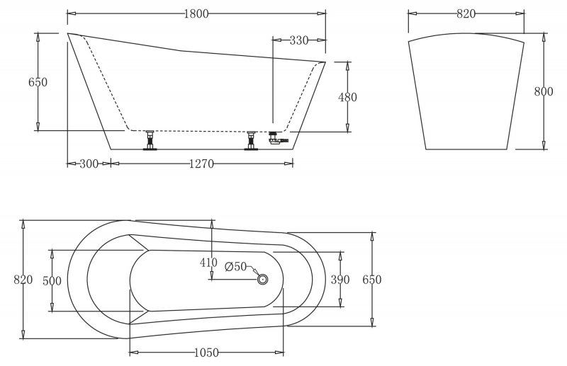 Ванна Belbagno BB63 180x87 схема 2