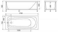 Акриловая ванна + каркас Belbagno BB102 170х70 схема 2