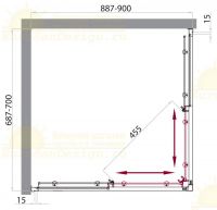 Душевой уголок Belbagno Uno AH-2 хром, стекло прозрачное схема 2