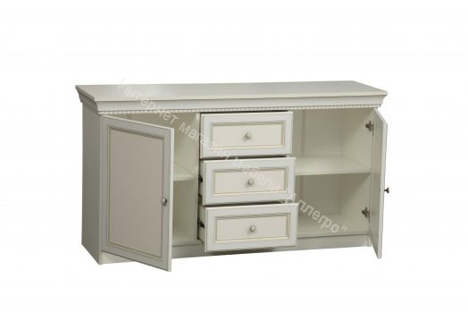 Тумба 40.07 Эльмира, Белый/Белая кожа патина