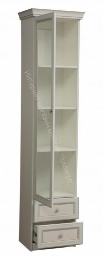 Шкаф - пенал 40.04 Эльмира, Белый/Белая кожа патина