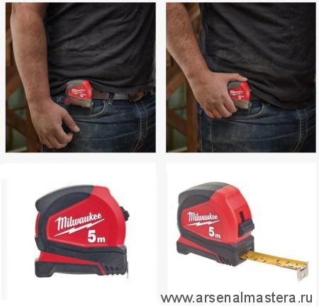 Рулетка длина 5 м ширина 19 мм компактная PRO COMPACT TAPE MEASURE C5/19 MILWAUKEE 4932459592