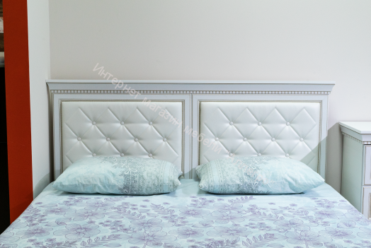 Кровать 40.13 - 03 (1600) Эльмира с ортопедическим осн., Белый/Белая кожа патина