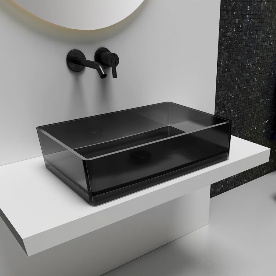 Изображение Раковина накладная прозрачная ABBER Kristall AT2803Onyx 60х40