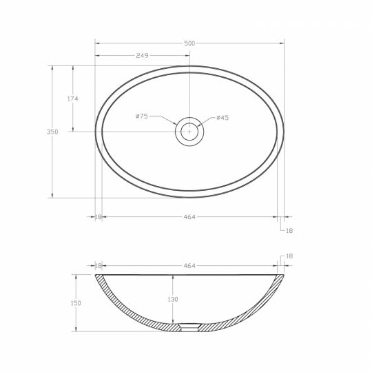 Накладная раковина прозрачная ABBER Kristall AT2802Opal 50х35 ФОТО