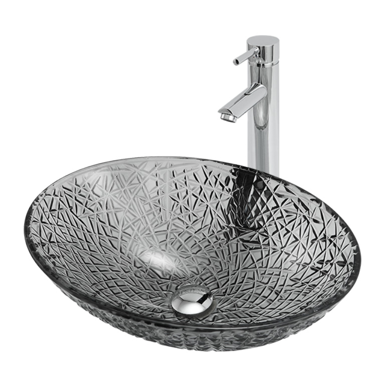 Стеклянная накладная раковина ABBER Glas AK2303B черная 50х35,5