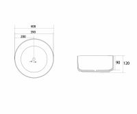 Накладная раковина ABBER Bequem AC2109BSM серебро матовое 40х40 схема 2