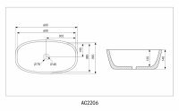 Накладная раковина ABBER Rechteck AC2206MB черная матовая 60,5х39 схема 2