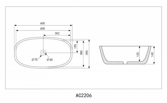 Накладная раковина ABBER Rechteck AC2206MB черная матовая 60,5х39 ФОТО