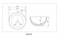 Накладная раковина ABBER Bequem AC2105MB черная матовая 36х36 схема 2