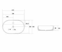 Накладная раковина ABBER Bequem AC2113 61х40,5 белая схема 2