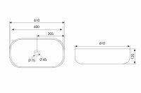 Накладная раковина ABBER Rechteck AC2209 61х37,5 белая схема 2