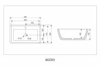 Накладная раковина ABBER Rechteck AC2203 50х42 белая схема 2