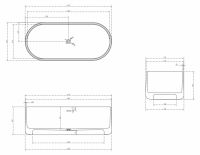 Ванна из искусственного камня ABBER Stein AS9607 белая матовая 170х75 схема 2