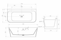Ванна из искусственного камня ABBER Stein AS9616 белая матовая 170х80 схема 2