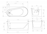 Ванна акриловая ABBER AB9496-1.7 L 170х78 схема 2