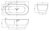 Акриловая овальная ванна ABBER AB9241 172х79 схема 2