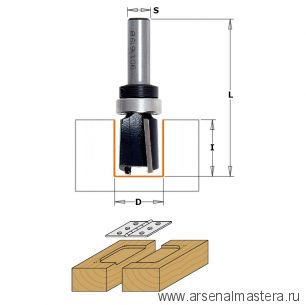 Фреза PRO пазовая (дверные Петли) бреющий угол (верх. подш.) S8 D16 I19 L54 CMT PRO 901.1619B