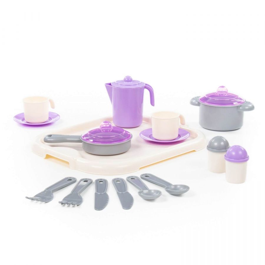 Набор детской посуды "Настенька" с подносом на 2 персоны