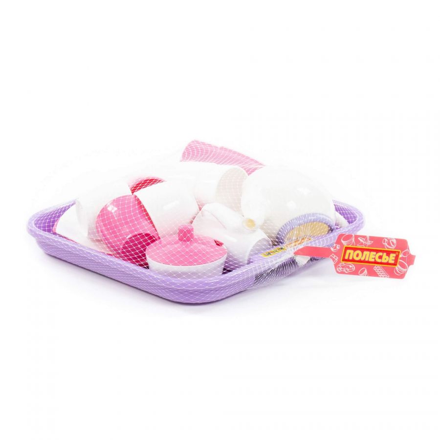 Набор детской посуды "Алиса" с подносом на 4 персоны (35 элементов) (в сеточке)