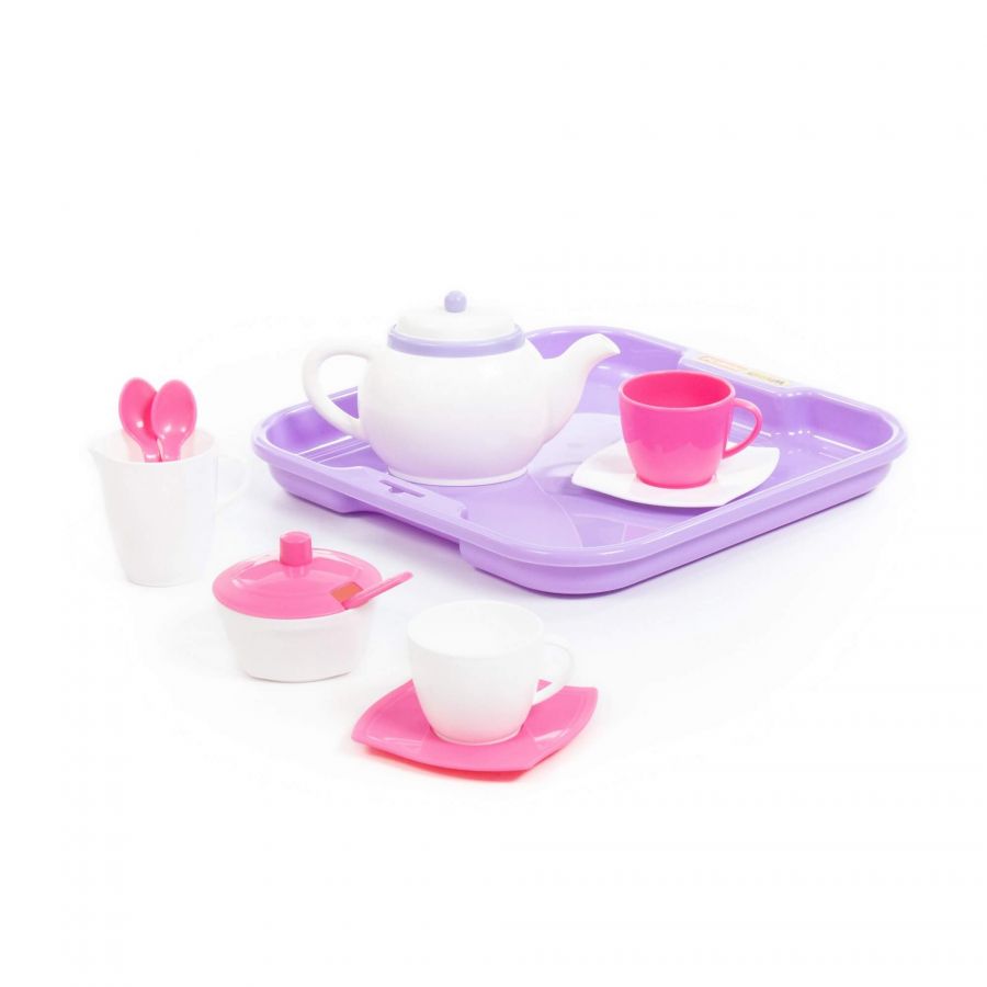 Набор детской посуды "Алиса" с подносом на 2 персоны (13 элементов) (в сеточке)