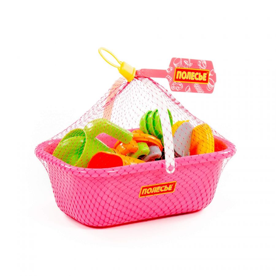 Набор детской посуды "TOP chef" с корзинкой на 3 персоны (в сеточке)