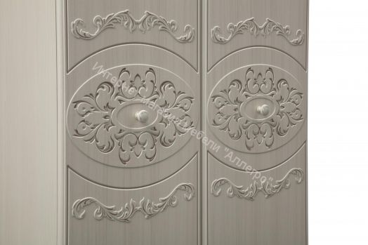 Шкаф 4 - х дверный с зеркалом Каролина (1800) (Патина), Вудлайн кремовый/Сандал белый