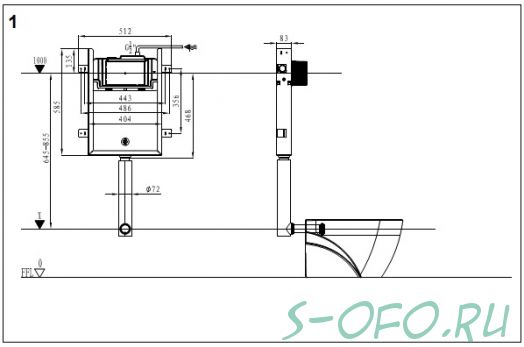 Инсталляция для напольного унитаза WeltWasser AMBERG 404 с матовой хромированной кнопкой
