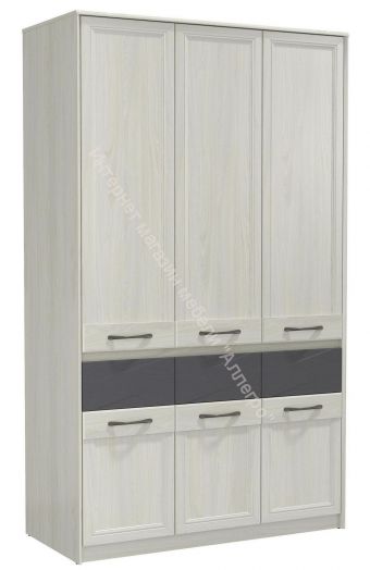 Шкаф комбинированный 45.03 Лиана (3-х дв.), Ясень анкор светлый/Ясень графит/Патина