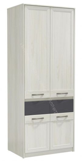 Шкаф для одежды 45.02 Лиана (2-х дв.), Ясень анкор светлый/Ясень графит/Патина