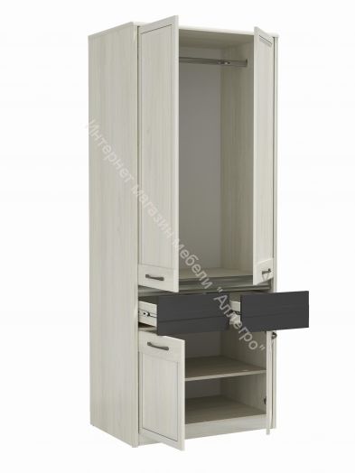 Шкаф для одежды 45.02 Лиана (2-х дв.), Ясень анкор светлый/Ясень графит/Патина