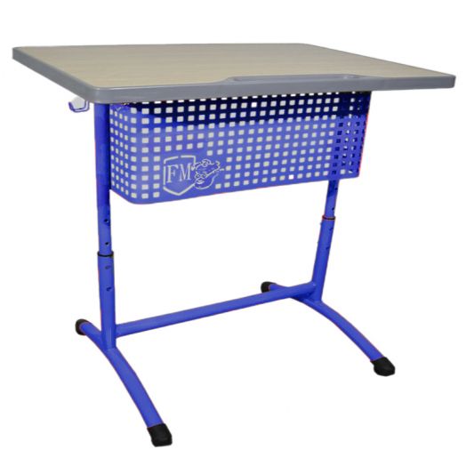 ФОРМУЛА Стол с бесшовной кромкой, регулируемый 2-местный (Синий металлокаркас)