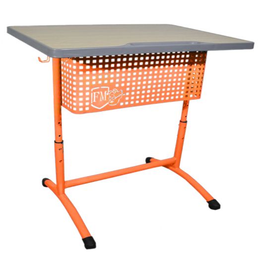 ФОРМУЛА Стол с бесшовной кромкой, регулируемый 2-местный (Оранжевый металлокаркас)
