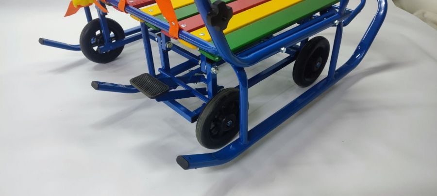 Санки для двойни бок о бок с колесной базой - красный